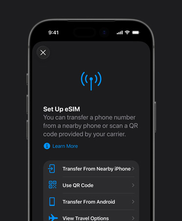 eSIM. eSIM bawaan menghadirkan konektivitas yang lancar, fleksibilitas, kenyamanan, dan keamanan yang lebih tinggi — sesuai untuk bepergian.