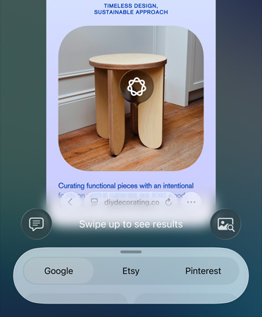 Kecerdasan visual. Cari, tanya, dan tindak lanjuti konten di layar iPhone Anda.